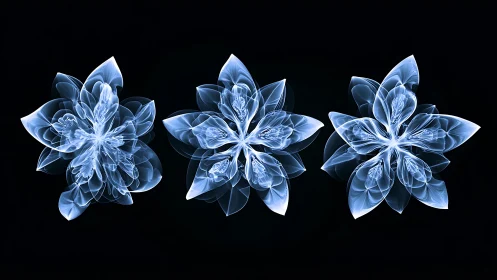 Luminous fractal blossoms glow in crystalline symmetry.