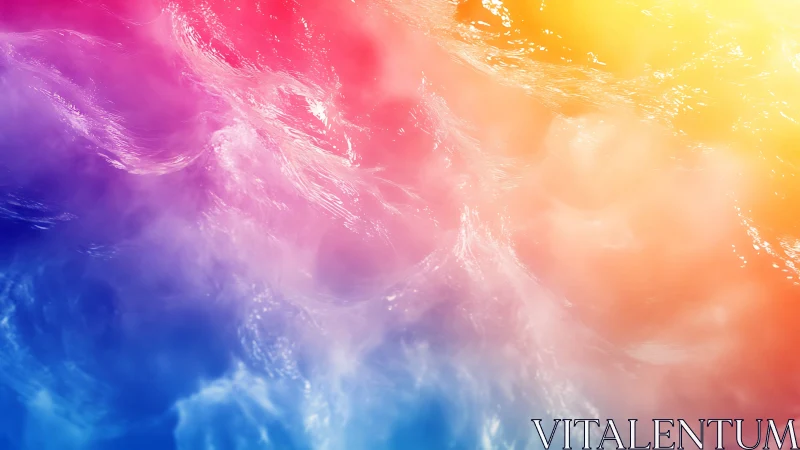 Colorful ocean waves glow softly in dreamy sunset light