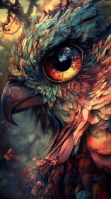 Forest ember raptor with molten sunrise eye of wonder.