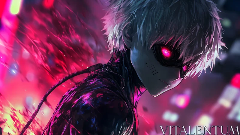 Neon ghoul awakens in glitch-lit midnight alleyways.