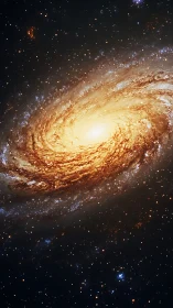 Luminous spiral galaxy core rendered in high-contrast detail