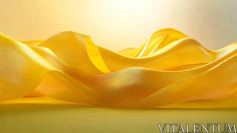 Golden fabric waves flow softly in glowing abstract light.