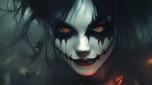 Midnight jester of embers with a razorwire smile.