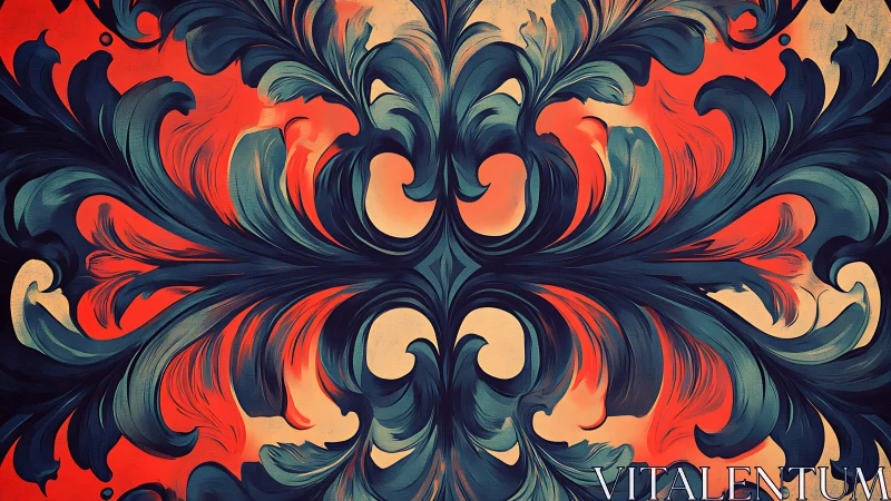 Flaming teal foliage curls into a mirrored baroque vortex