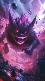 Cosmic shadow beast racing through a storm of starlight.