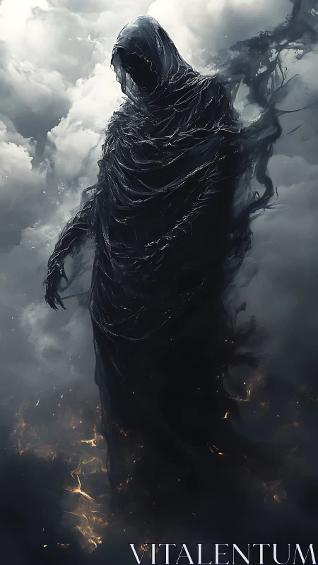Storm-shrouded wraith drifts calmly through swirling clouds