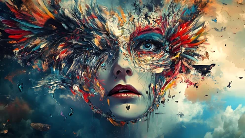 Feathered nebula shatters into a dreaming cosmic visage