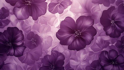Deep Purple Floral Tapestry in Layered Bloom Composition.
