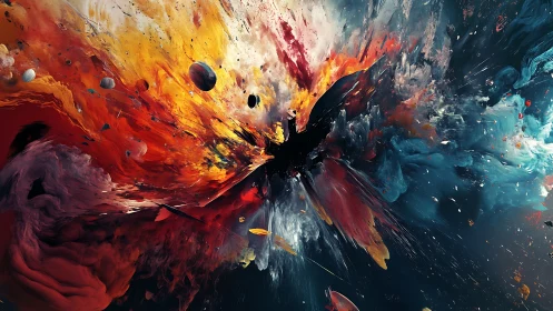 Cosmic nebula explosion in dynamic abstract digital painting.