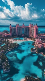 Iconic Pink Castle Resort Overlooking Turquoise Lagoon Paradise