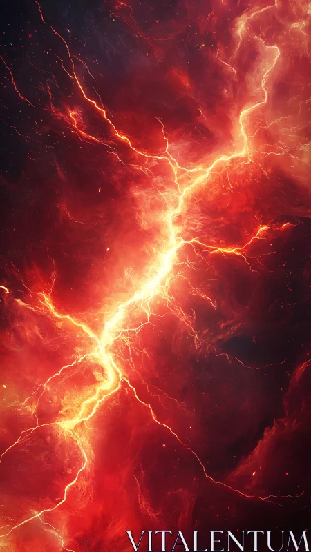 Crimson Lightning Surge Through Dark Space.