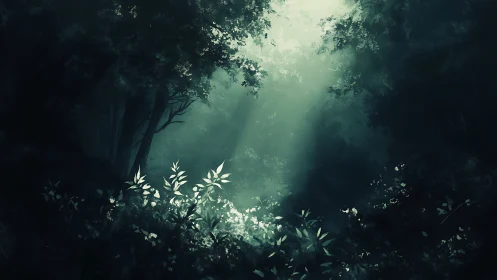 Misty Forest Awakening. Ethereal Woodland Light