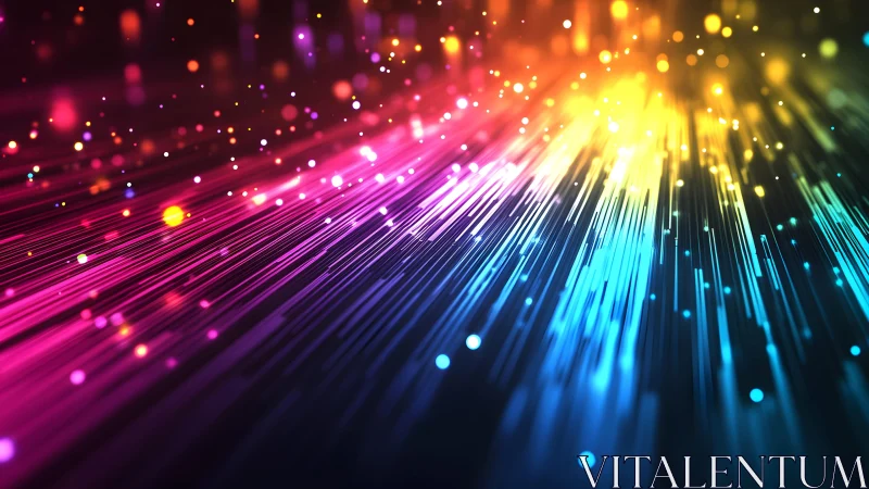 Vivid Abstract Light Streaks in Neon Colors, Digital Art Style.