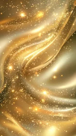 Golden starlit waves flow in a luminous abstract background