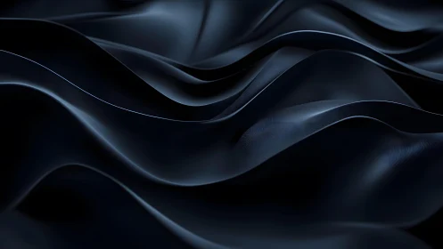 Abstract dark waves in silky black fabric, modern digital art.