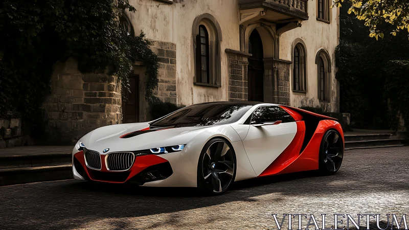 BMW concept supercar with red-white aerodynamic body.