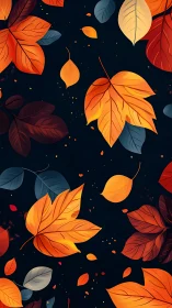 Midnight autumn leaves drifting through ember-dark silence.