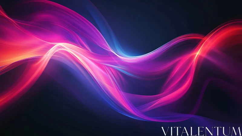 Neon light waves stream across deep gradient background.