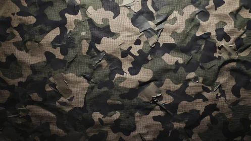 Camouflage Fabric Texture Catches Light and Shadow.