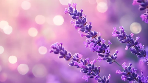 Purple Lavender Flowers with Bokeh Background. Macro Photography.