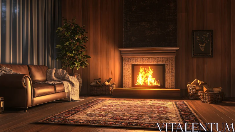 Cozy Evening by the Fire: Warm Comfort in Wood and Flame.