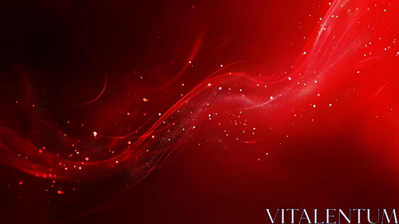 Abstract Red Wave Background with Sparkling Light Effects.
