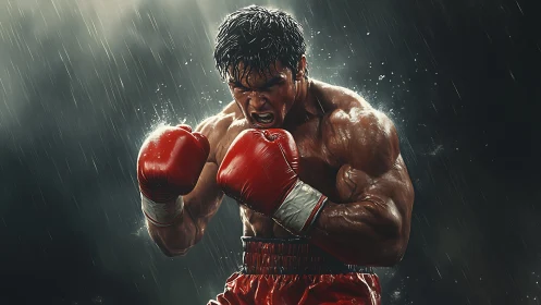 Champion Warrior Defies Storm Through Blazing Red Combat Gloves