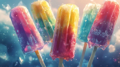 Colorful Gradient Popsicles in Ethereal Light.
