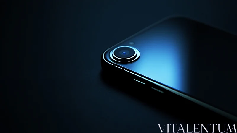 Smartphone camera close-up under low blue lighting.