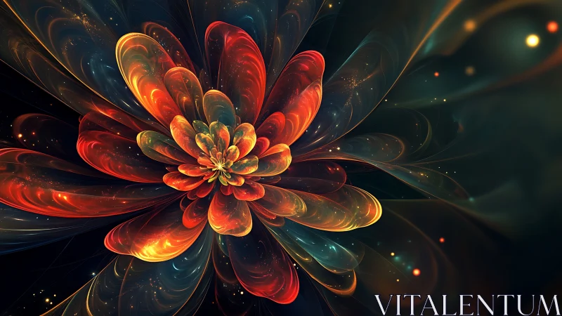 Fractal luminous bloom in radial composition digital painting.