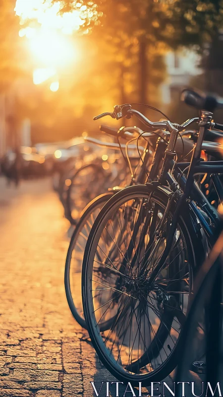 Golden Hour Bicycle Dreams: Urban Transit Bathed in Amber Light