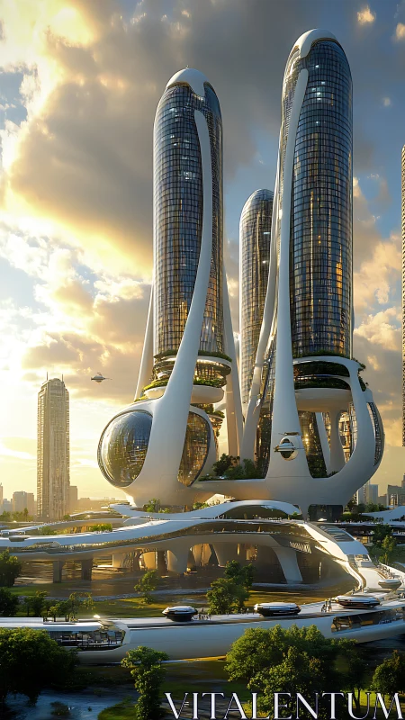 Futuristic Twin Towers with Spherical Connectors. Period.