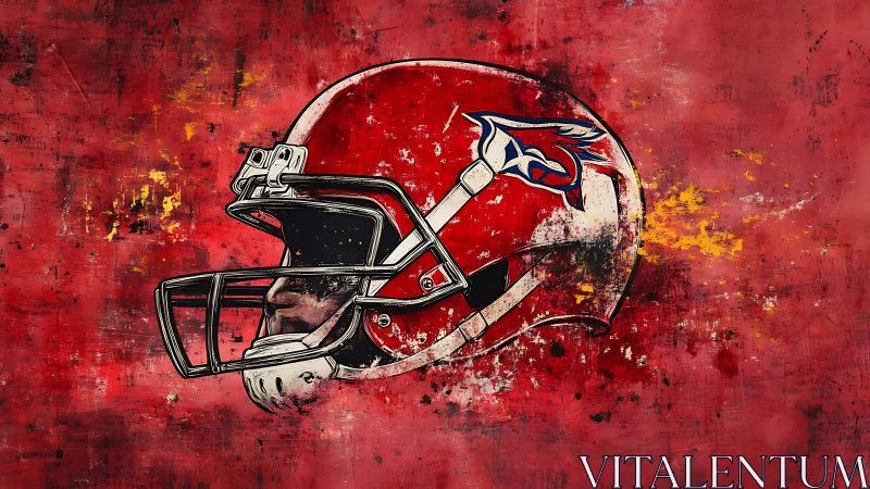 Crimson football helmet streaks through a storm of gritty color