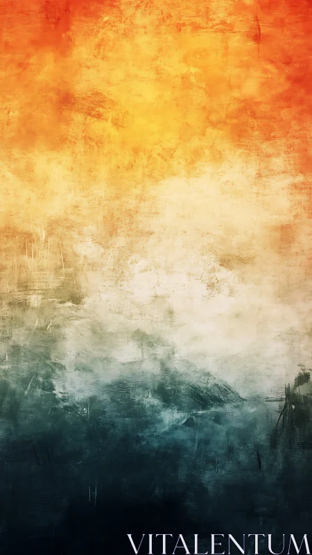 Vertical tricolor abstract gradient with textured impasto blending