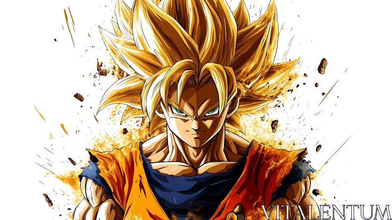 Golden shockwave warrior locked in blazing resolve.