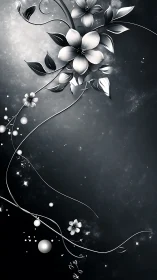 Elegant White Flowers Dance Gracefully on Moody Dark Background