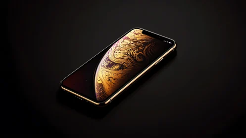 Gold-Trimmed Smartphone Displays Luxury Liquid Metal Wallpaper