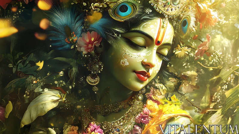 Emerald forest goddess dreaming in jeweled floral starlight.