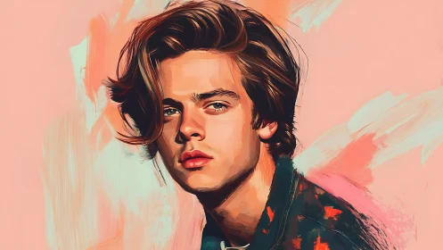 Chromatic male portrait with expressive digital brushwork.