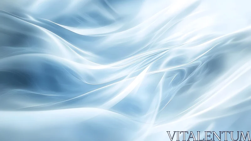 Ethereal Blue Abstract Waves in Soft Flowing Digital Art Style.