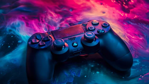 Gaming Controller in Neon Light