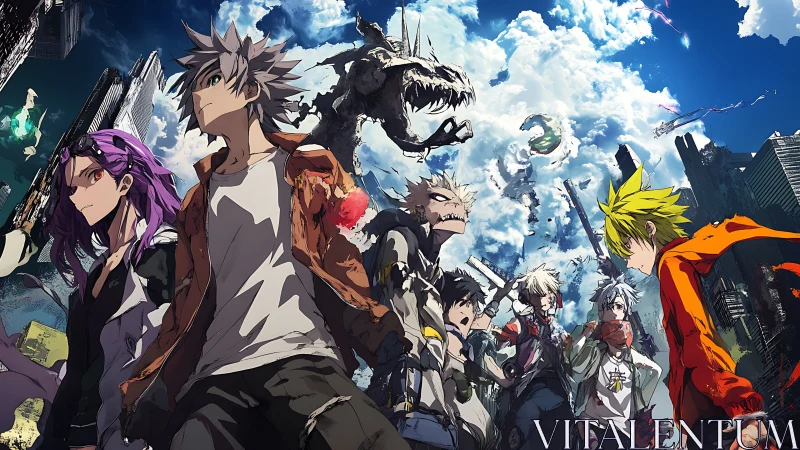 Stormborne street heroes rally beneath shattered skies.