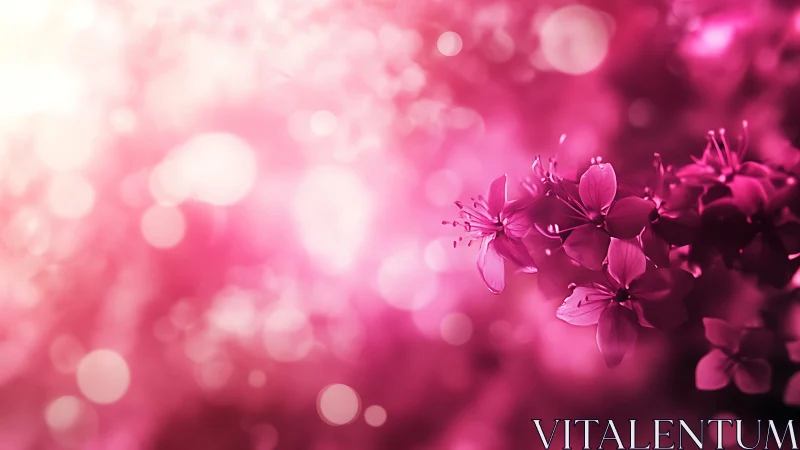 Pink flowers with bokeh background effect displayed at depth