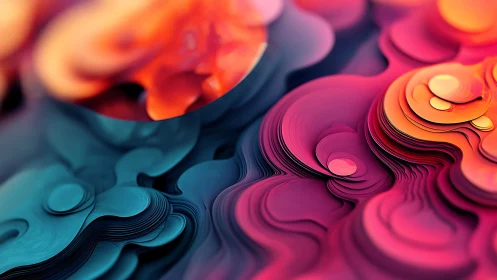 Layered fluid topography in vibrant teal, magenta and ember gradients