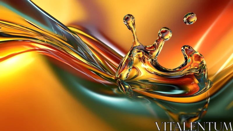 Vibrant Abstract Liquid Splash in Warm Metallic Colors.
