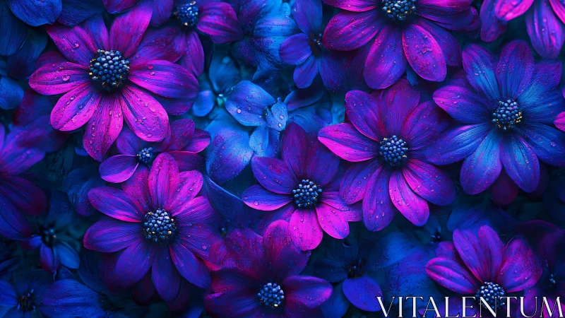 Neon Daisy Blooms Against Moody Shadows.