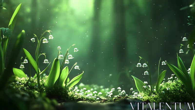 Lily of the Valley Blooms in Enchanted Forest Light