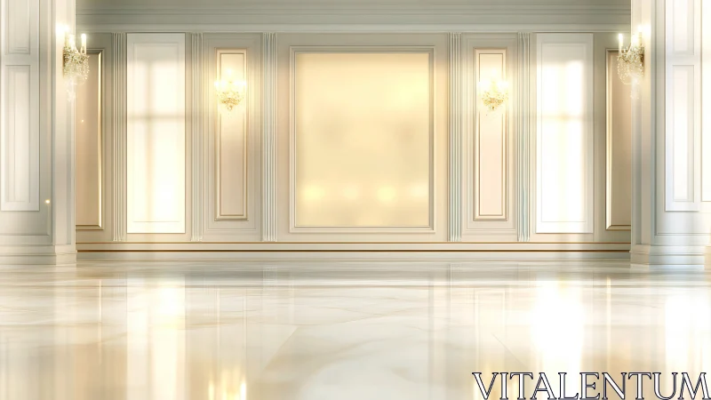 Sunlit marble ballroom glows with quiet gilded grandeur.