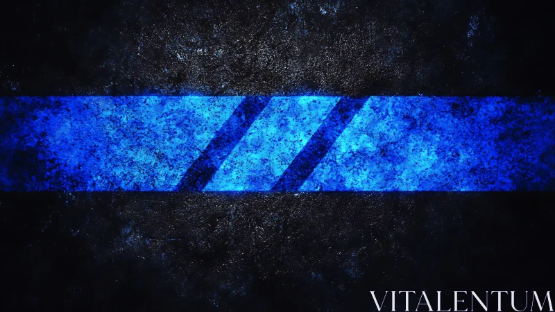 Electric cobalt slash carves through weathered midnight stone