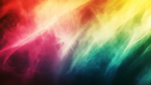 Radiant rainbow nebula drifting through soft cosmic light.